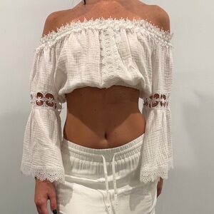 Surf Gypsy Boho Cropped Off the shoulder Top.